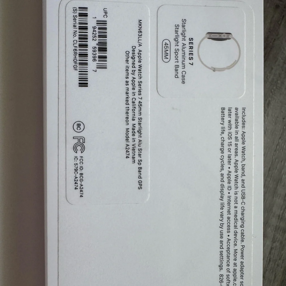 Apple Watch Series 7 45mm Aluminum Case with Sport Band - Starlight GPS EUC! - Picture 6 of 9
